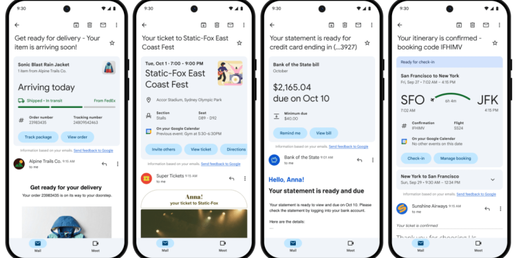 Gmail’in yeni ‘özet kartları’, paketleri takip etmek ve uçuşlara check-in yapmak gibi eylemleri gerçekleştirmenize yardımcı oluyor.