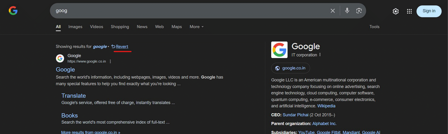 Google Revert Instead Of Search Instead