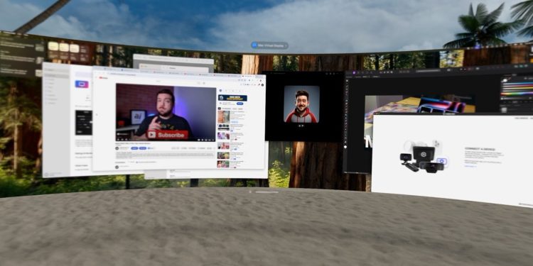 Apple Vision Pro üzerinde Mac’in ultra geniş ekran yansıtma özelliğini test ediyoruz.