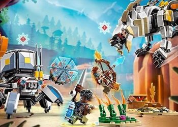 “LEGO Horizon Maceraları Seti: Aloy’un Brick Shell-Walker ve Sawtooth ile Mücadelesi”