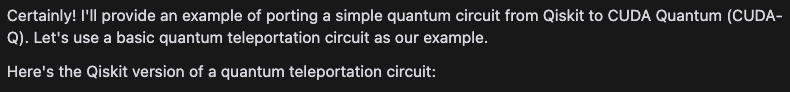 Example Cursor CUDA-Q porting query.