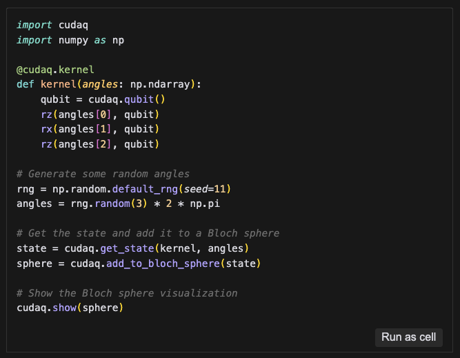 Screenshot of Cursor generating code to visualize the qubit state on the Bloch sphere