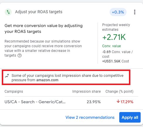 Google Ads Competitive Pressure