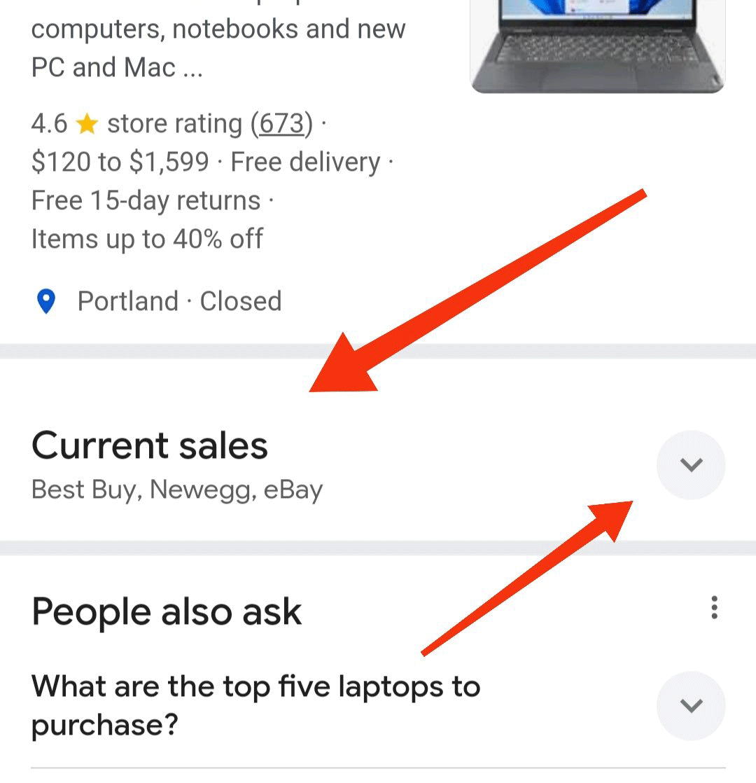 Google Current Sales Toggle