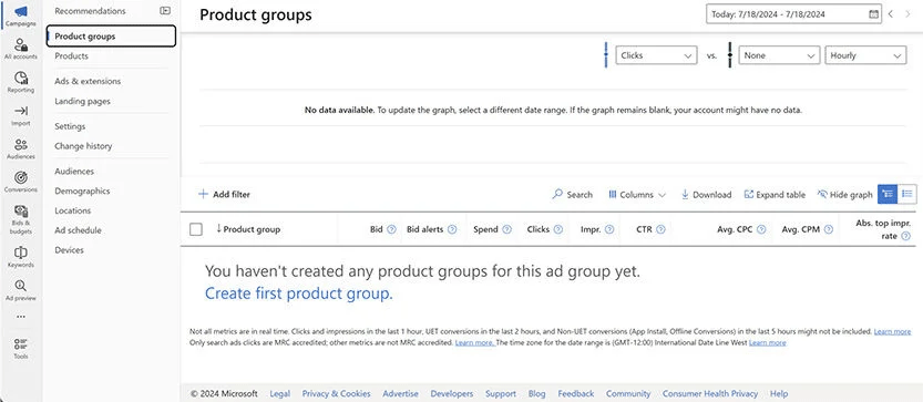 Microsoft Advertising Product Groups