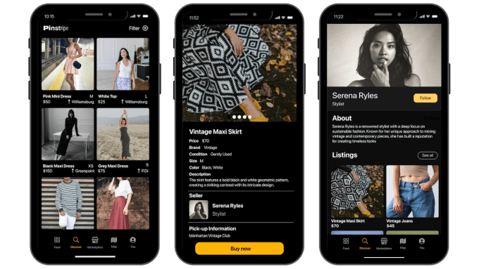 Pinstripe secondhand marketplace mobile app
