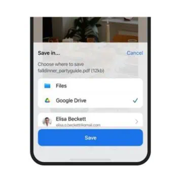 Save files to Google Drive Chrome iOS