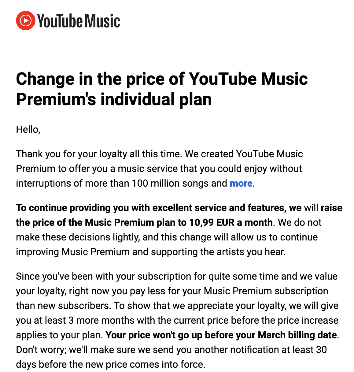 youtube premium grandfathered price increase