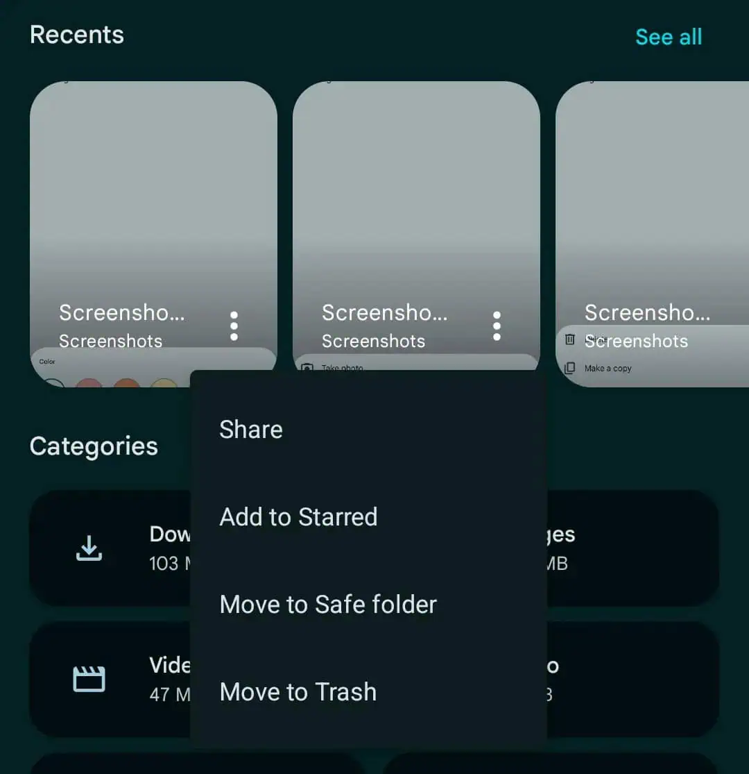 Files by Google Recents section