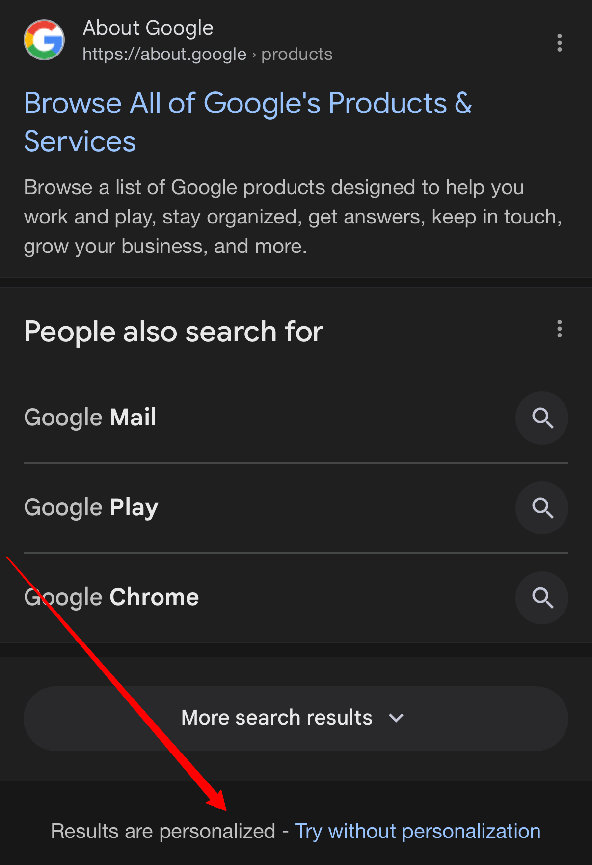 Google Results Personalized Try Without Link