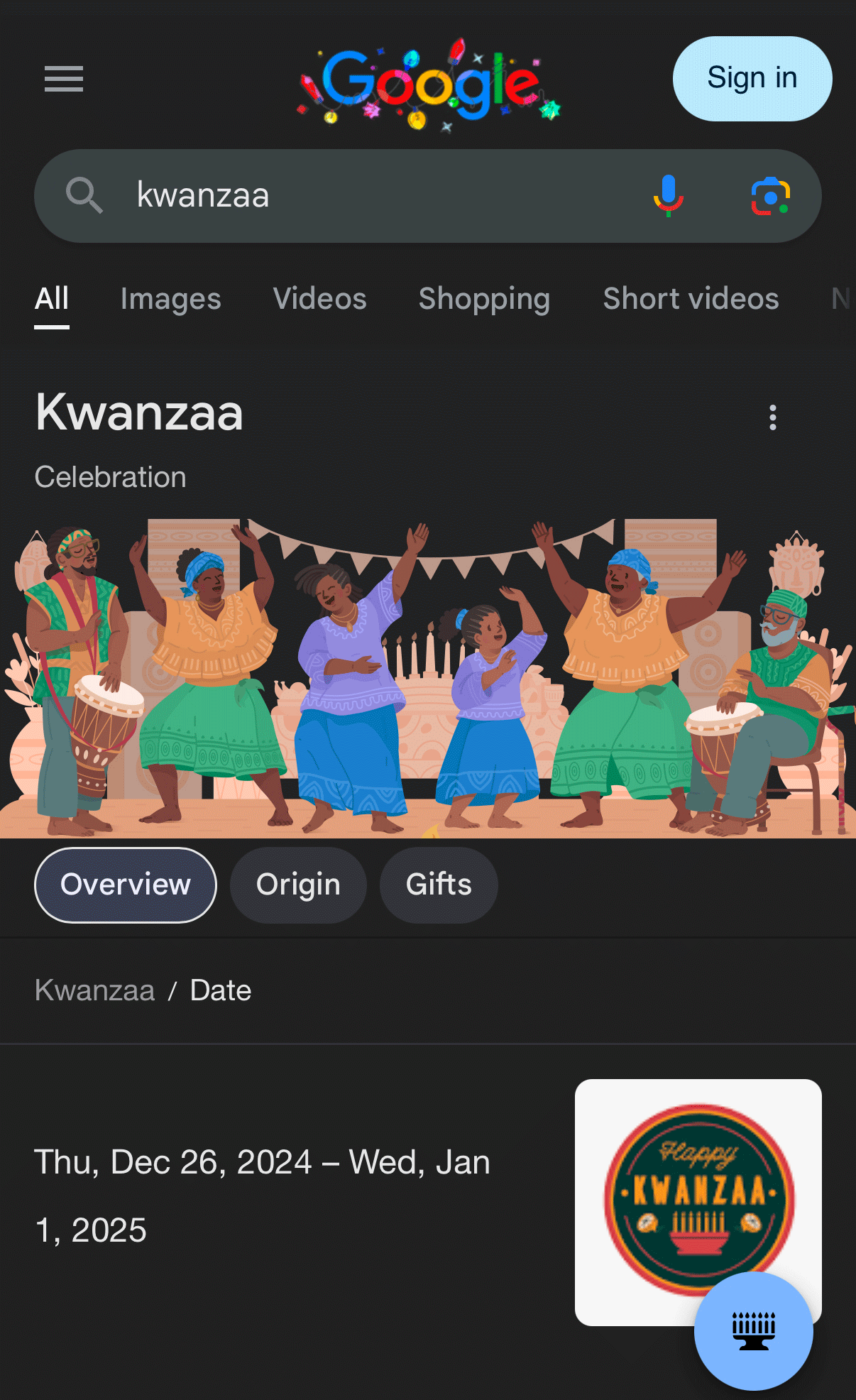 Kwanzaa Google Decorations