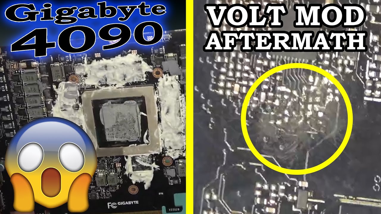 Catastrophic failure of a volt mod for Gigabyte 4090 - YouTube