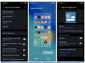 One UI 7 vertical layout settings