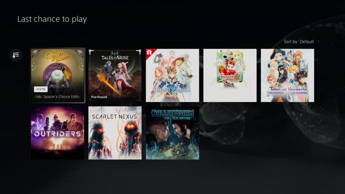 Screenshot of Last Chance To Play games from the PS Plus store