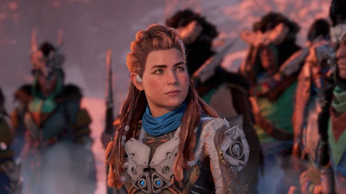 Close up of Aloy in Horizon Zero Dawn Remastered