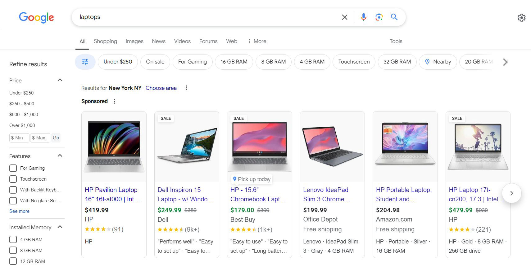 Google Shopping Filters Without Product Ratings