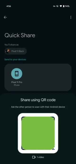 Quick Share QR code sharing feature (1)