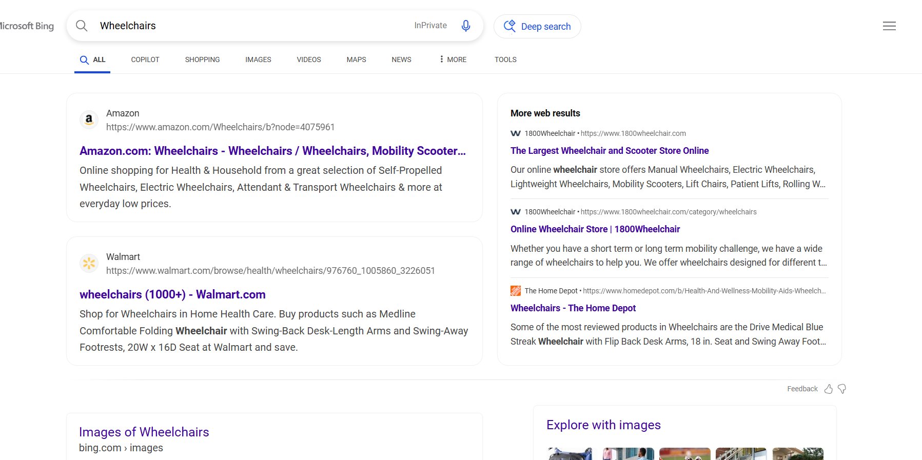 Bing Tests Outlining Search Results