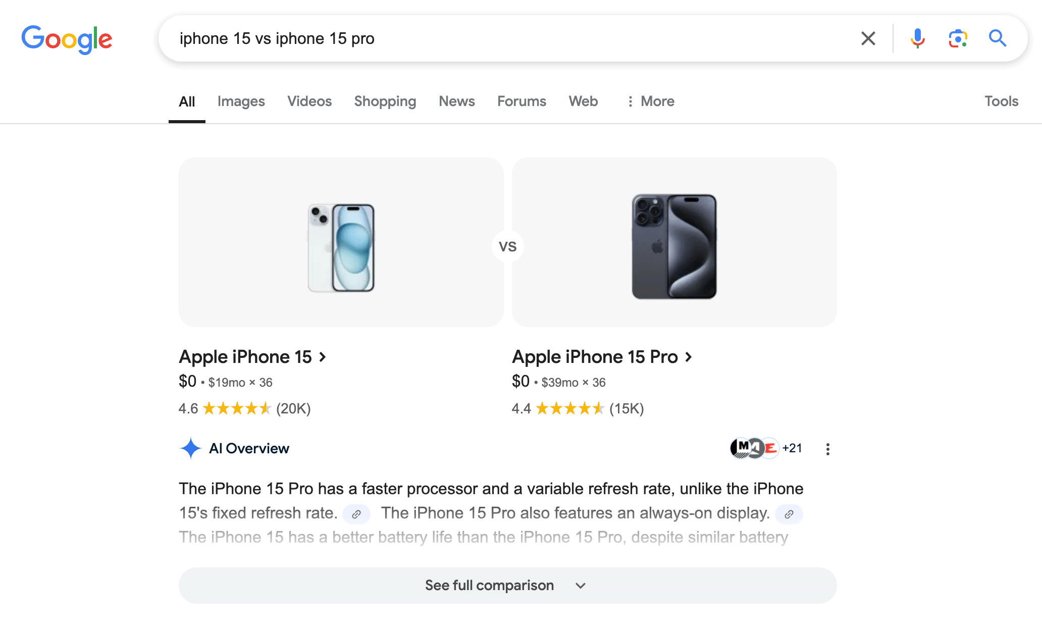 Google Ai Overview Detailed Iphone Comparison