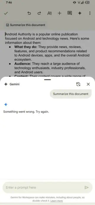 Google Docs Android Gemini feature (1)