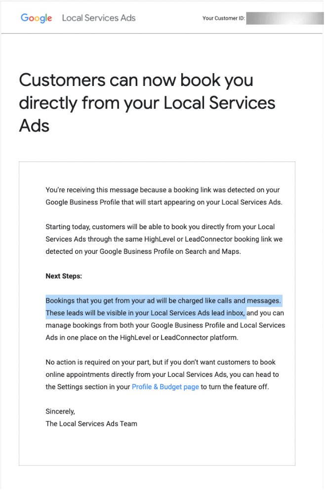 Google Lsa Booking Link Email