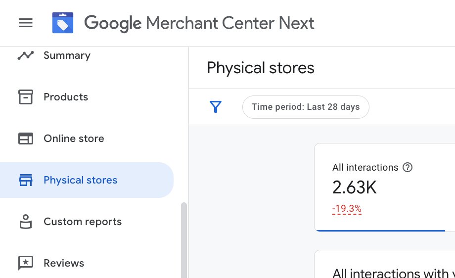 Google Merchant Center Physical Stores Tab