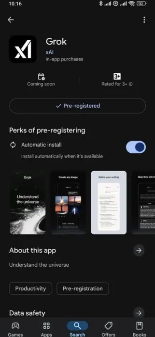 Grok Android app pre registration Google Play Store (1)