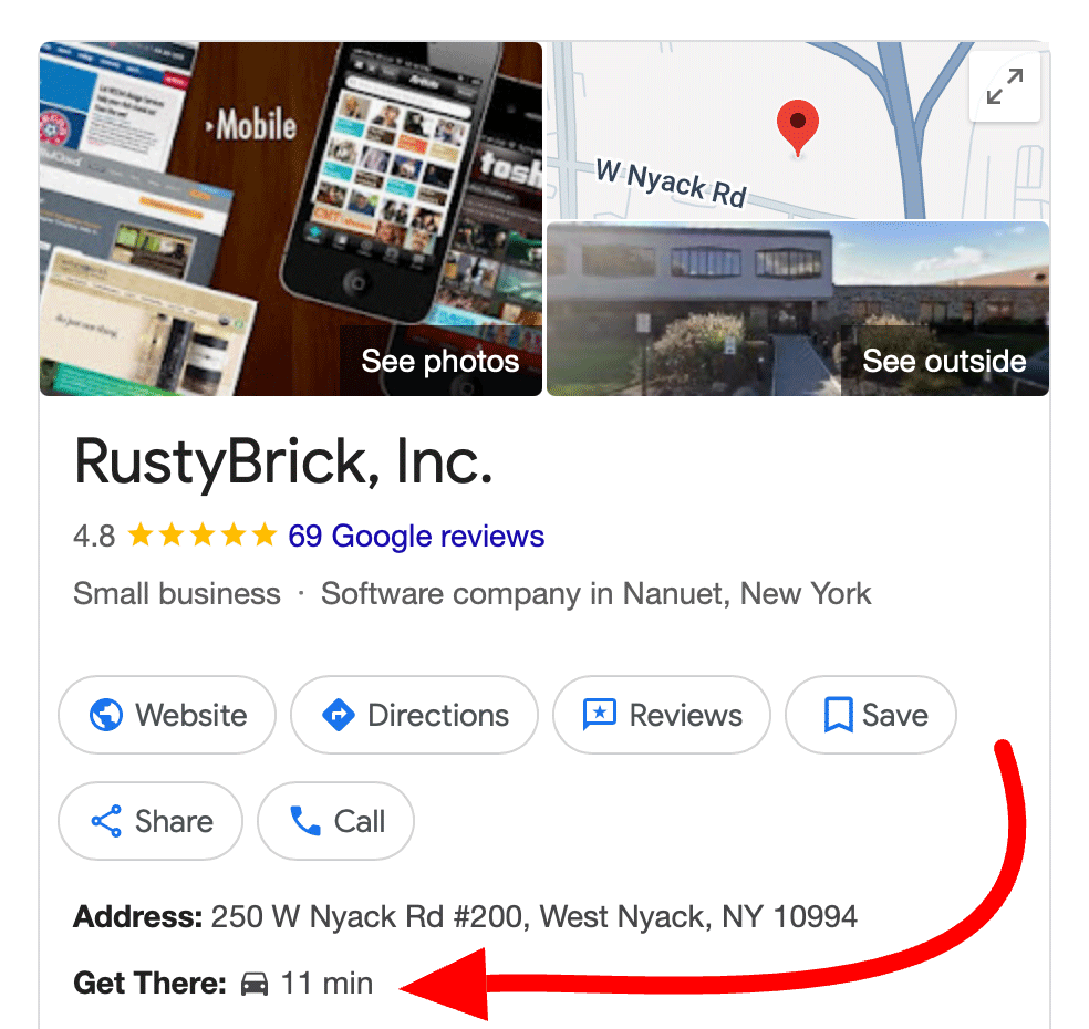 Google Local Panel Get There Section