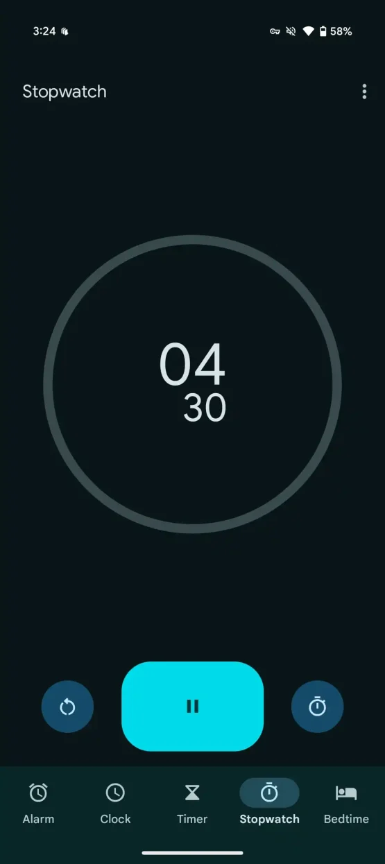 google-clock-material-you-current-ui-stopwatch-2-555x1246-1 Google Clock Material You current UI stopwatch 2