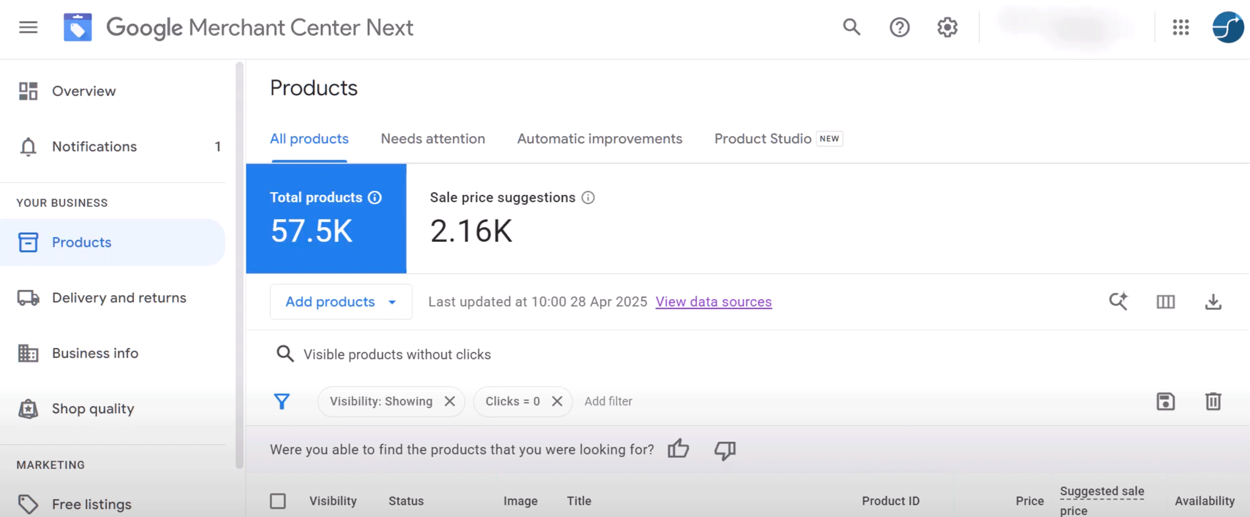 Google Merchant Center Product Search 2