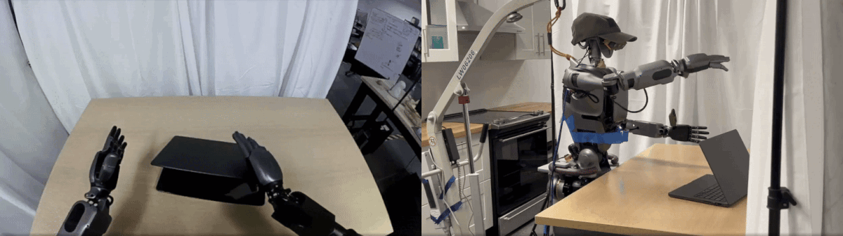 behavior-combined-600x338-1 Side-by-side videos showcasing a humanoid robot opening a laptop from a first-person perspective and a third-person perspective.