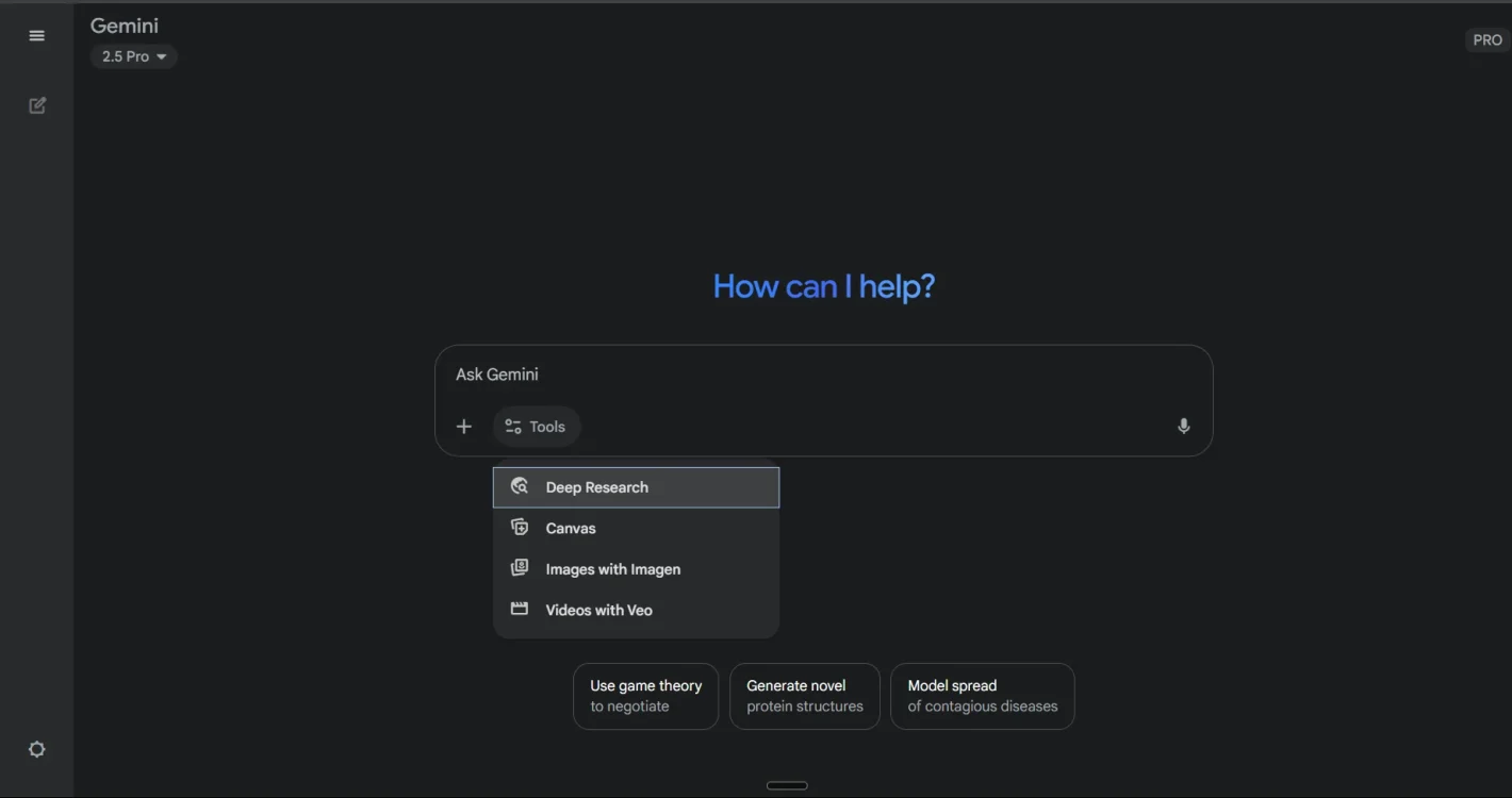 Google Gemini web ui redesign