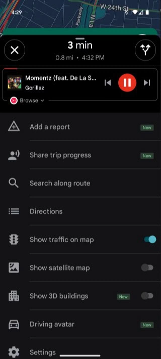 google maps media controls android return 2