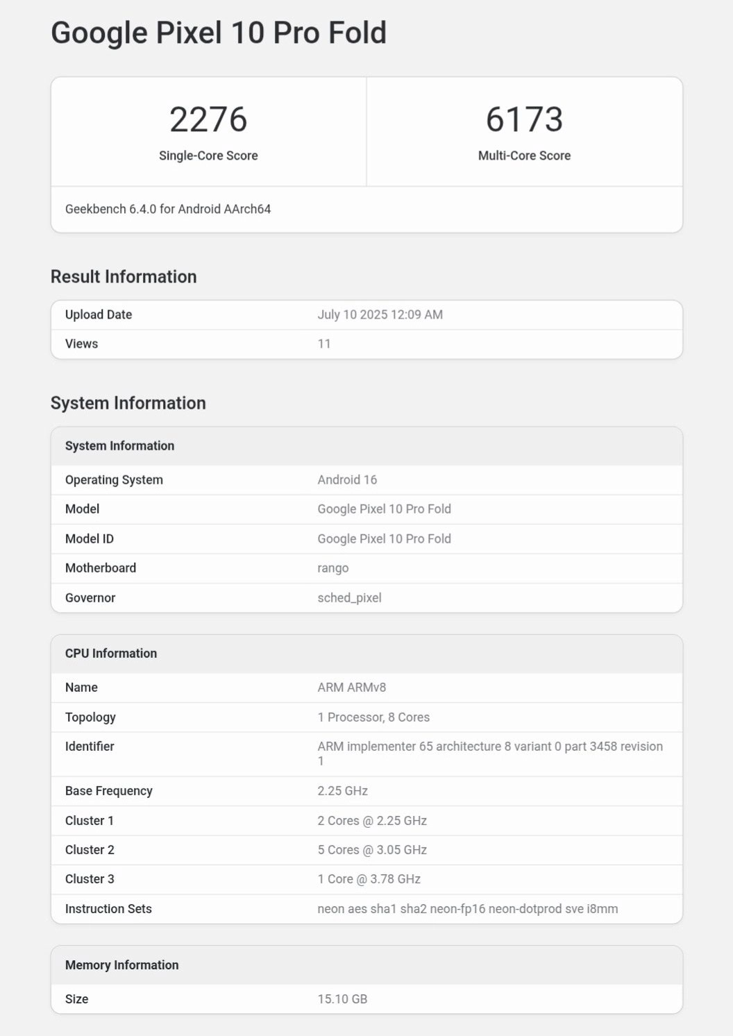 google-pixel-10-pro-fold-geekbench Google Pixel 10 Pro Fold Geekbench
