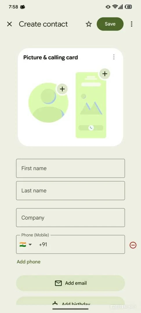 google calling cards assembledebug androidauthority 2