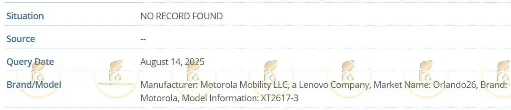 Motorola Moto G Stylus 2026 IMEI database listing