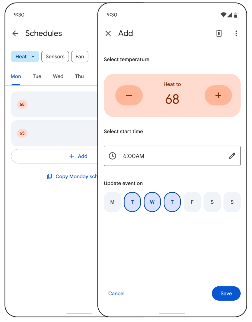 Older Nest thermostat Scheduling in Google Home update