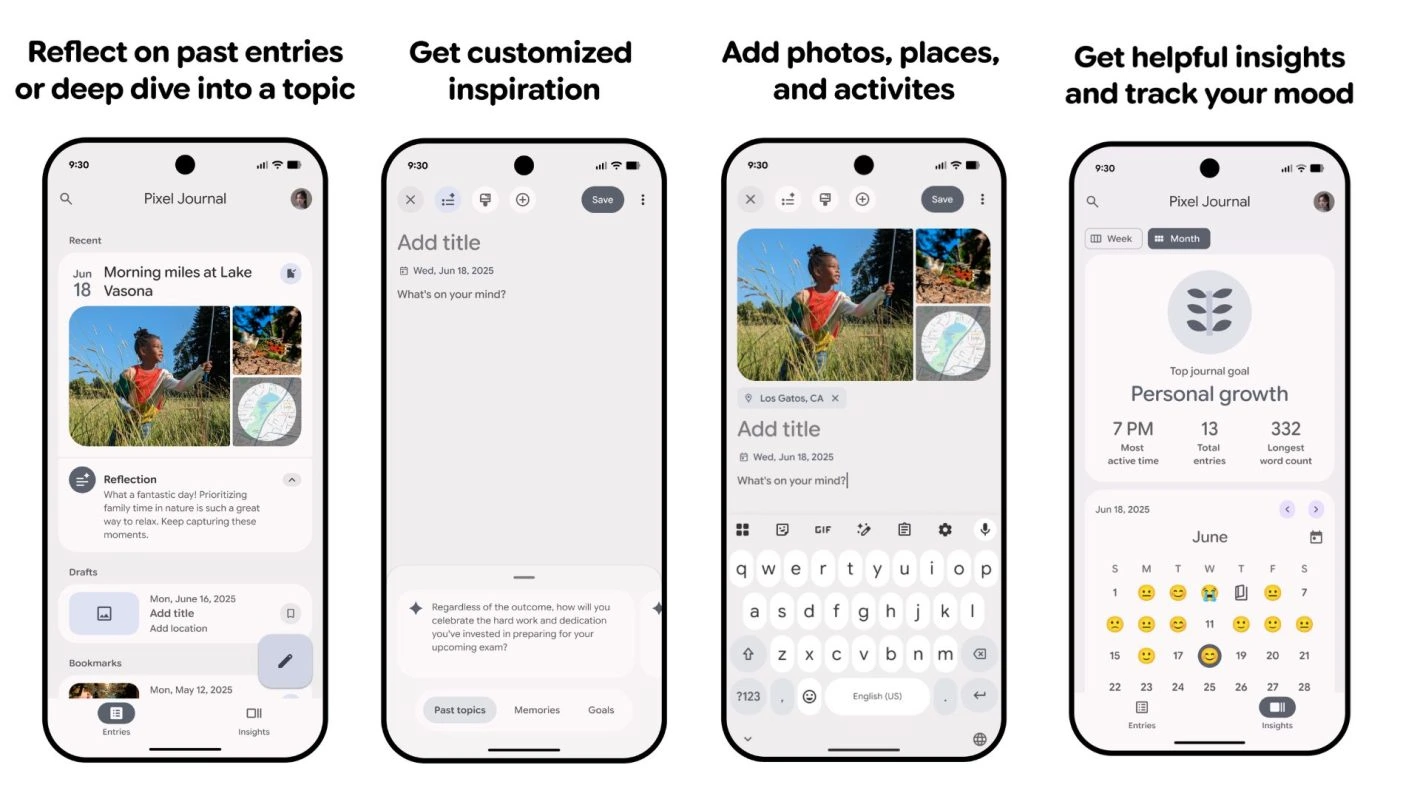 Pixel Journal app features
