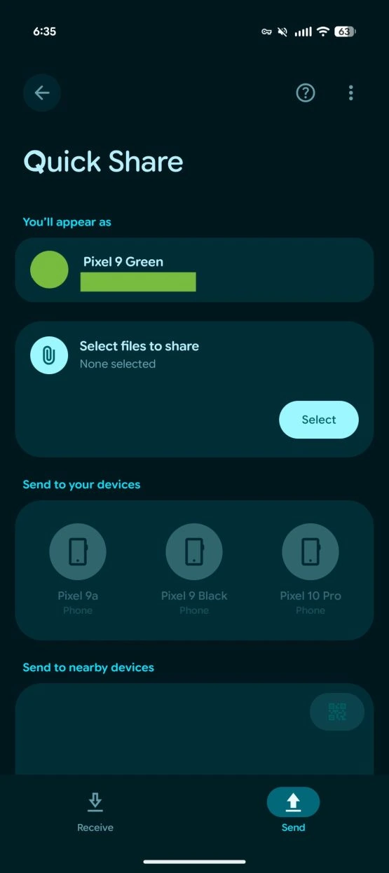 Android fullscreen Quick Share 1