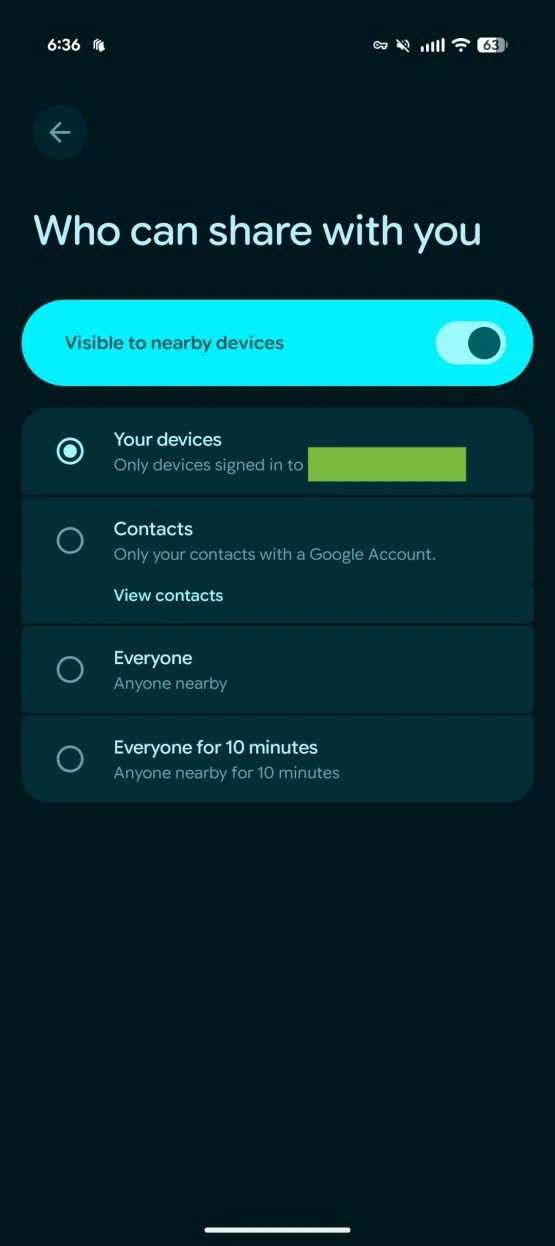 Android fullscreen Quick Share 2