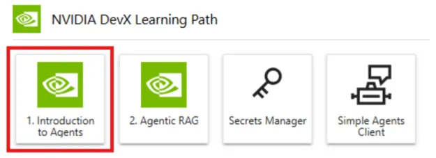 A screenshot of the 1. Introduction to Agents tile
