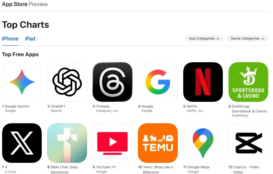 Gemini top free app iPhone