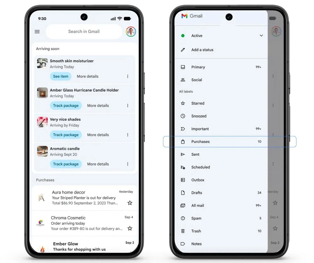 Gmail Purchases tab