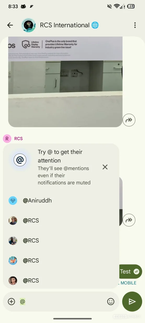 Google Messages app mentions tag suggestion leak 1