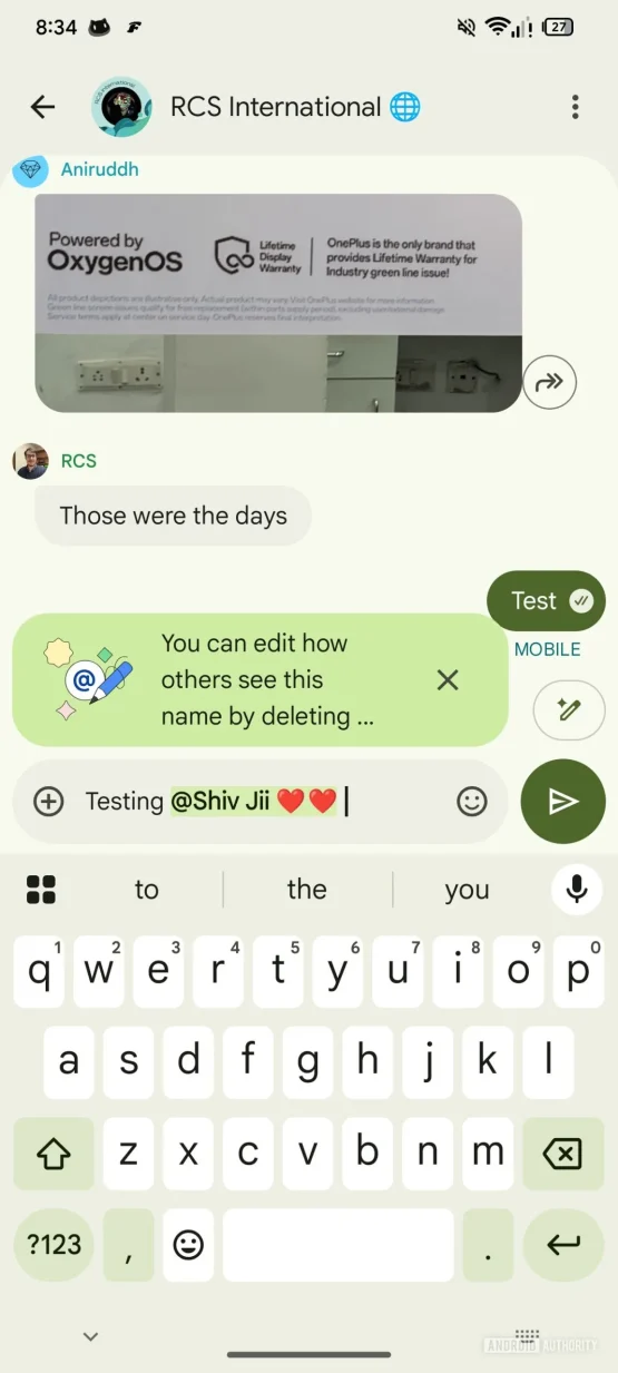 Google Messages app mentions tag suggestion leak 3