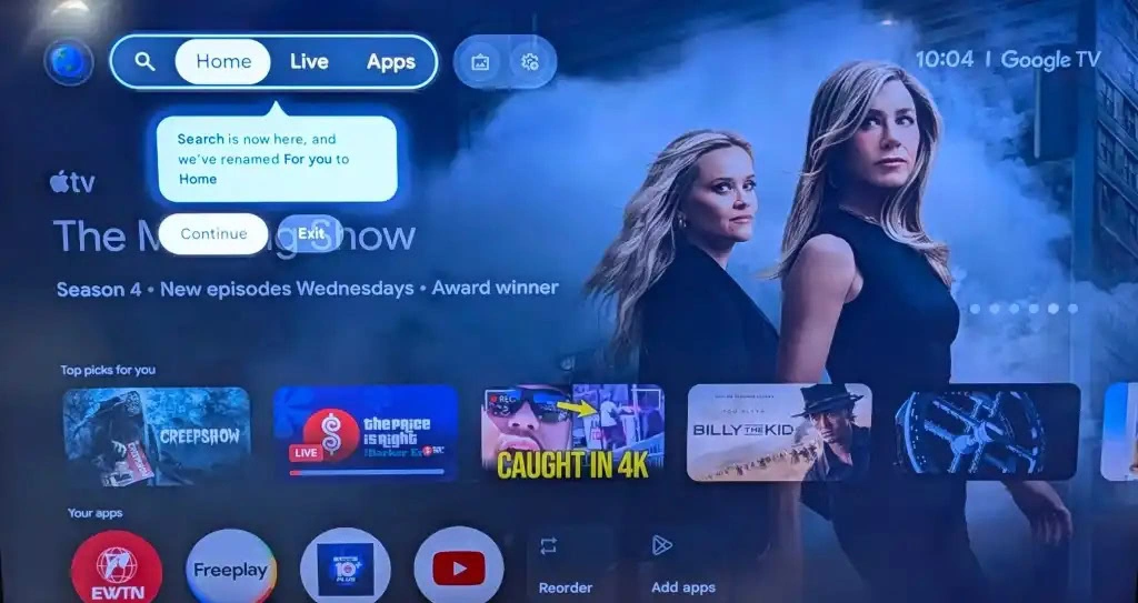 Google TV redesign homescreen