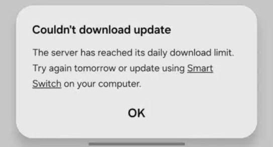 Samsung daily download limit error