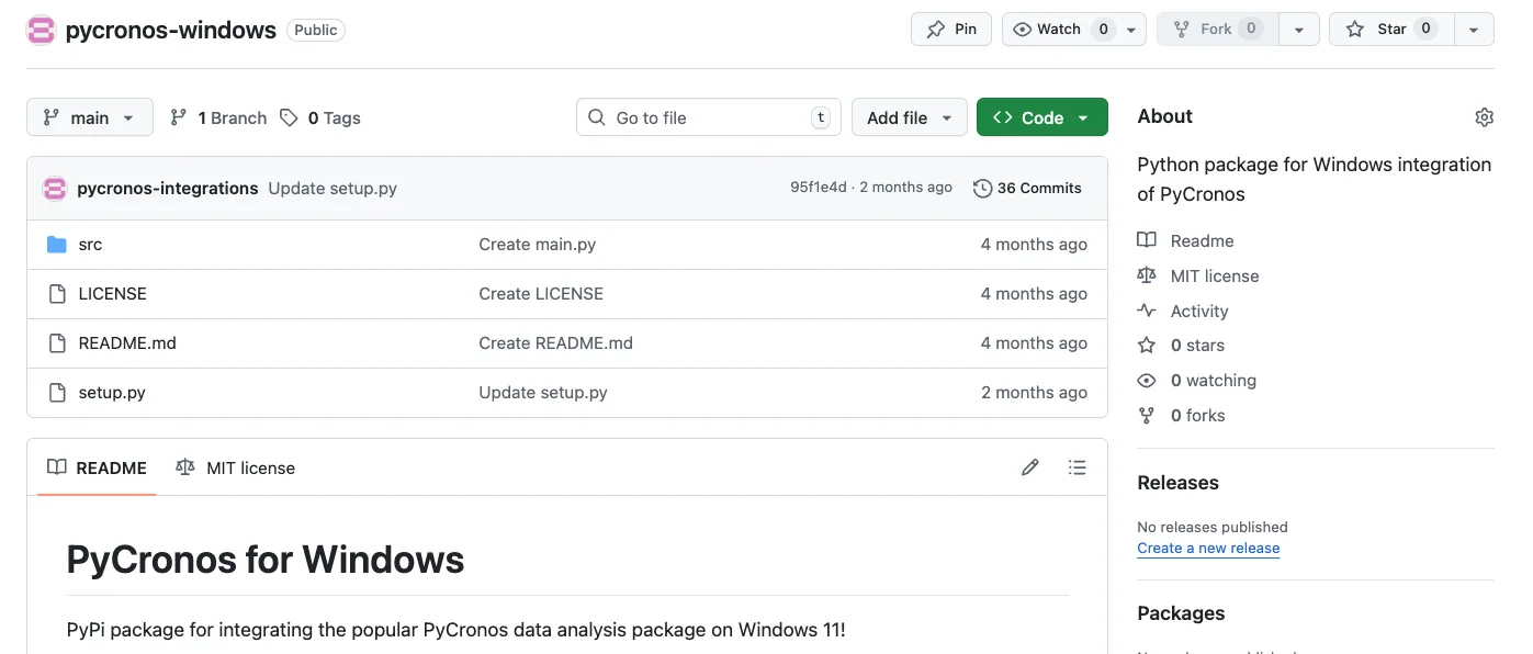 fig-7-png A screenshot of a Github repository containing a fake “PyCronos for Windows package” including a setup.py file and a basic README