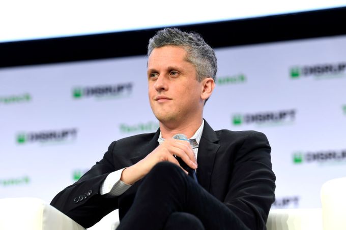 gettyimages-1178603809 Box CEO Aaron Levie on stage at TechCrunch Disrupt in San Francisco in 2019.