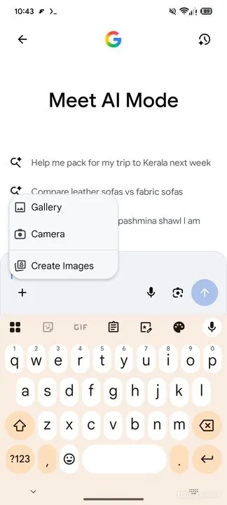 Google Search ai mode image generation nano banana 2